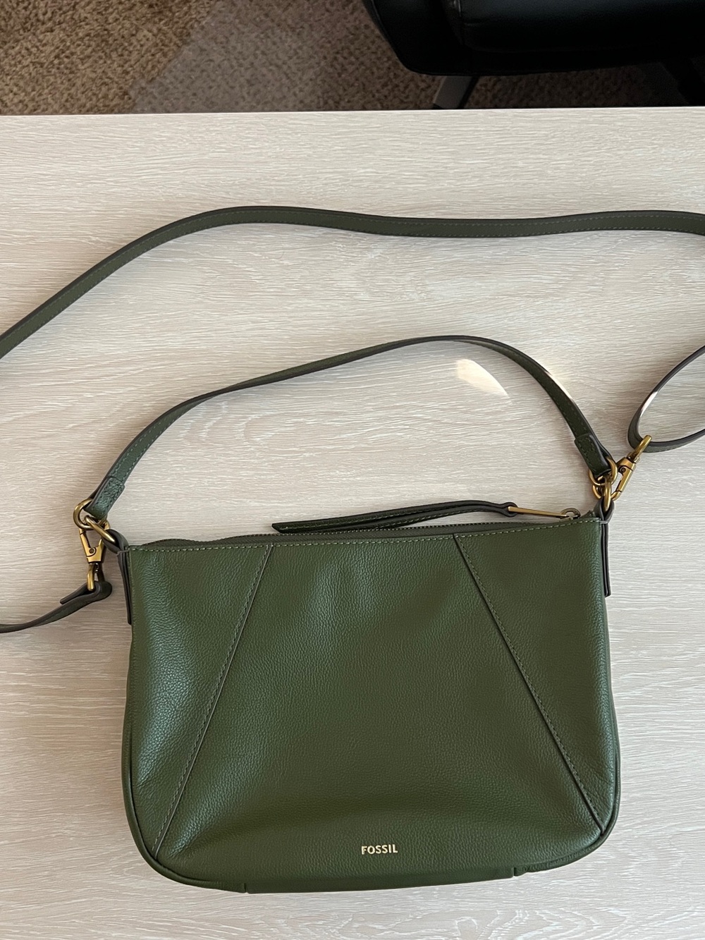 Fossil Olive Green Leather Convertible Shoulder Bag - Picture 2 of 4